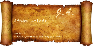 Jónás Acicét névjegykártya